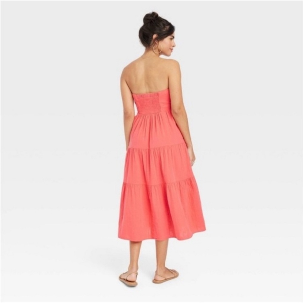 Universal Thread Strapless Tiered Midi Cotton Dre… - image 3